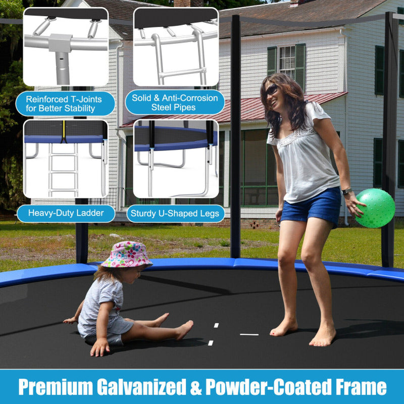 8/10/12/14/15/16 Feet Outdoor Trampoline Bounce Combo with Safety Closure Net Ladder