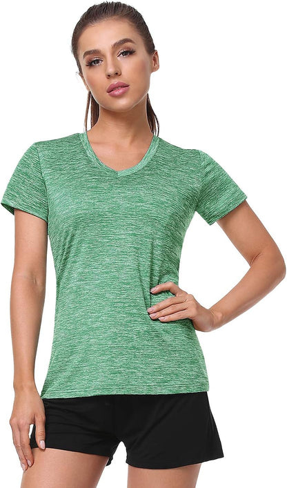 5-Pack Women'S Short Sleeve Dry Fit T-Shirt Moisture Wicking Athletic V-Neck Tee