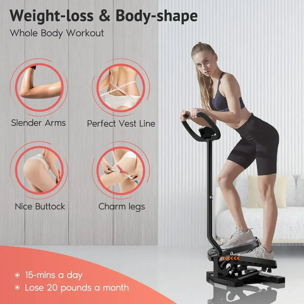 Stair Stepper for Exercises-Twist Stepper with Resistance Bands and 330Lbs Weight Capacity , Black , Lose Weight and Get Fit